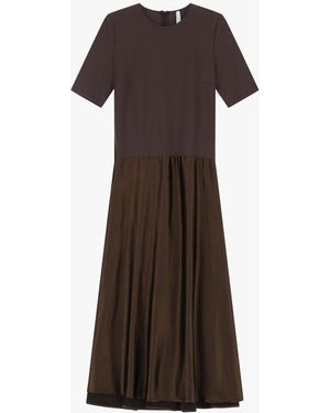 Imperial Abito Midi Combinato Con Mezze Maniche - Marrone