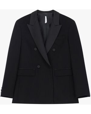 Imperial Blazer Doppiopetto Con Dettagli Effetto Satin - Nero