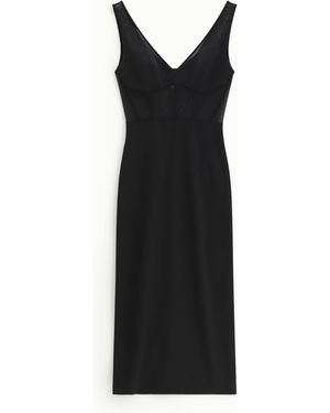 Imperial Abito Midi Con Scollo A V - Nero