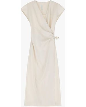 Imperial Vestito Midi Fluido A Portafoglio Con Maniche Corte - Bianco