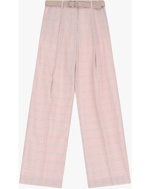 Imperial Pantaloni Ampi Vita Alta Stampa Quadri - Rosa