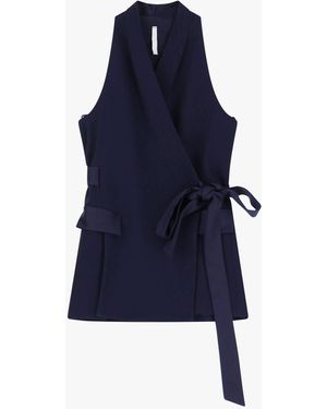 Imperial Gilet A Portafoglio Con Revers E Fiocco Satinato - Blu