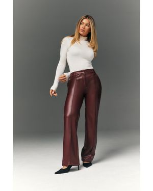 In The Style Perfect Sculpting High Waisted Leather Look Straight Leg Trouser - Grey