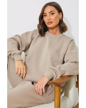 Perrie Sian Health And Lifestyle' Oversized Jumper - Brown