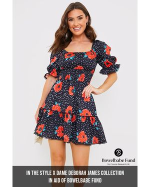 Dame Deborah James Puff Sleeve Milkmaid Mini Dress - Black