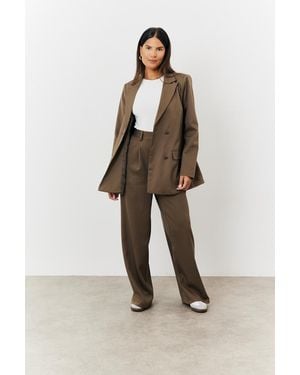 In The Style Double Breasted Tailored Co-Ord Blazer - Natural