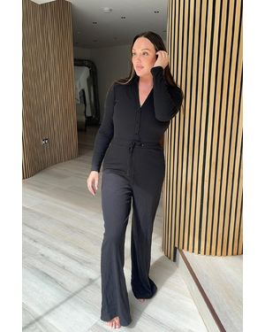 Charlotte Crosby Ribbed Jumpsuit - Grey