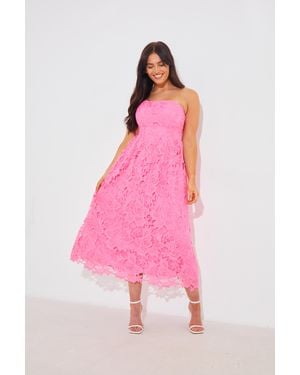 JAC JOSSA Bandeau Lace Midaxi Dress - Pink