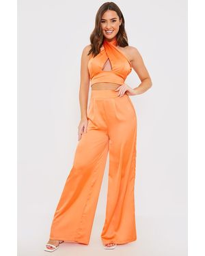 In The Style High Waisted Wide Leg Trouser - Orange