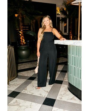 Jenny Mogey Strappy Wide Leg Button Detail Jumpsuit - Black