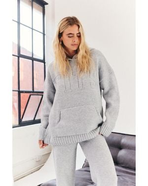 Fits Embossed Knitted Co-Ord Hoodie - Grey