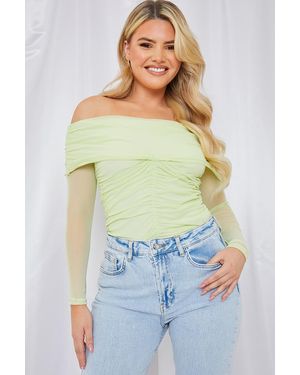 Perrie Sian Mesh Bardot Top - Green