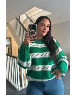 JAC JOSSA Contrast Stitch Knit Jumper - Green