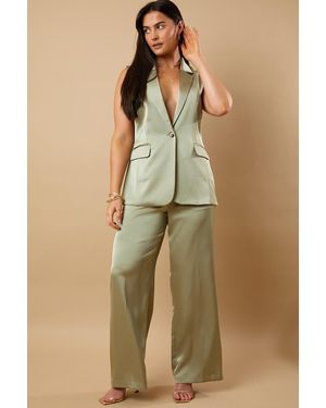 In The Style Satin Tailored Trouser - Blue