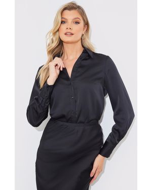 In The Style Matte Satin Blouse - Blue