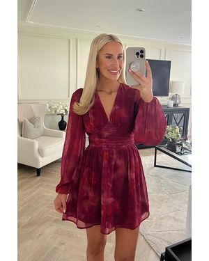 GEORGIA LOUISE V Neck Mini Dress - Red