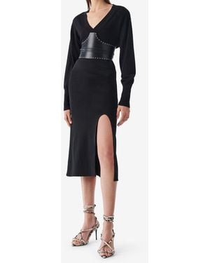 IRO JUPE MIDI FENDUE - Bleu