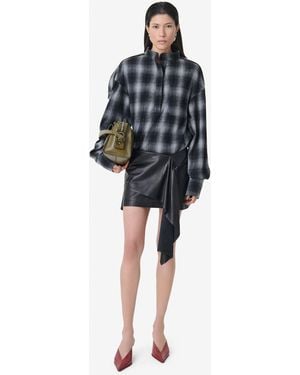 IRO Checked Mao Collar Shirt - Black