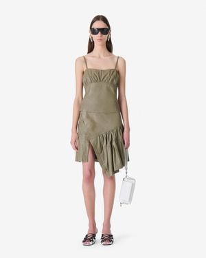 IRO Leather Ruffled Top - Natural