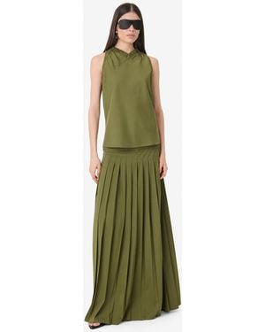 IRO Ruffled V-neck Top - Green