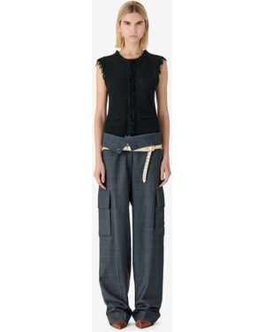 IRO Textured Tweed Sleeveless Jacket - Blue