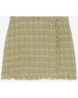 IRO Fringed Tweed Miniskirt - Green