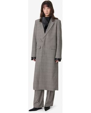 IRO Long Checked Coat - Gray