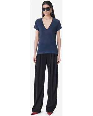 IRO V-neck Linen T-shirt - Blue