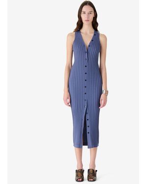 IRO Wool Ribbed Midi Dress - Blue
