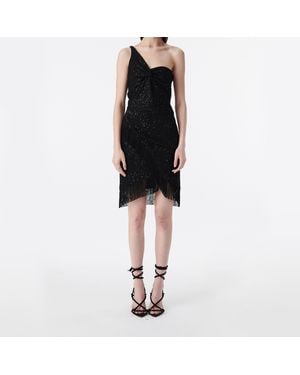 IRO ROBE ASYMÉTRIQUE À SEQUINS - Noir