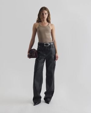IRO PANTALON LARGE EN CUIR - Noir