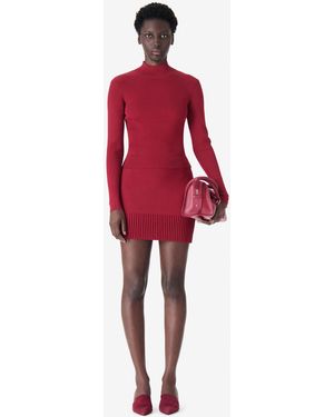 IRO Ribbed Pullover With Turn-up Collar - Red