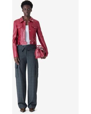 IRO Short Dual-material Leather Jacket - Red