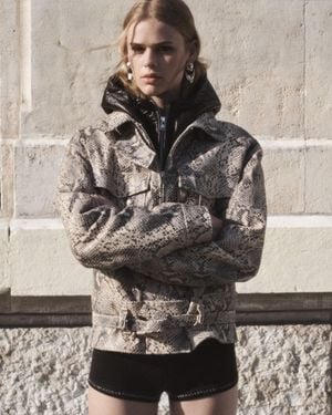 IRO Python Print Leather Jacket - Gray