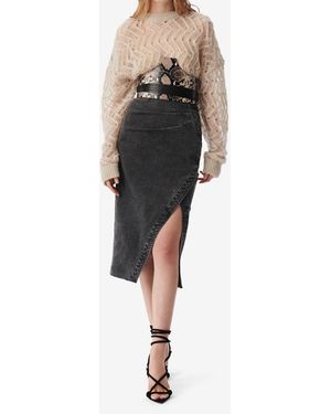 IRO JUPE MIDI ASYMÉTRIQUE - Noir