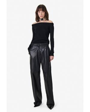 IRO Wide-leg Leather Pants - Blue
