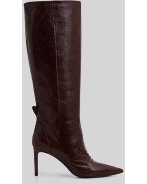 IRO BOTTES HAUTES EN CUIR VERNI - Marron
