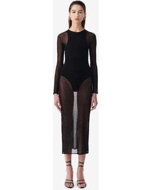 IRO ROBE LONGUE EN TRANSPARENCE - Bleu