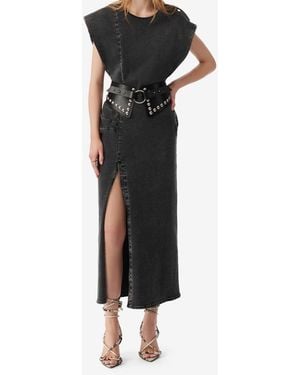 IRO ROBE LONGUE EN DENIM À ÉPAULES STRUCTURÉES - Noir