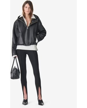 IRO Leather Hooded Jacket - Blue