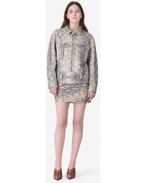 IRO Python Print Leather Skirt - Blue