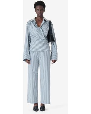 IRO Asymmetrical Striped Shirt - Blue