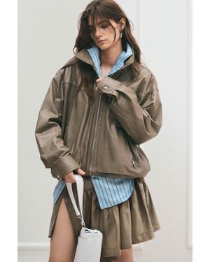 IRO Oversized Leather Jacket - Brown