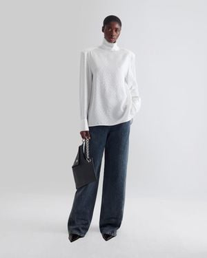 IRO Jacquard Blouse With A High Collar - White