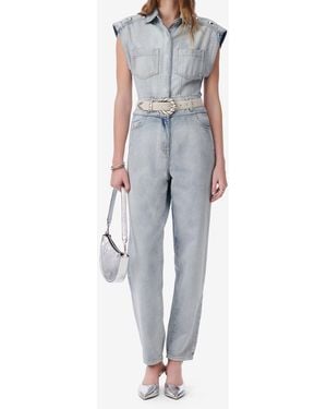 IRO COMBINAISON EN DENIM CLOUTÉ - Bleu