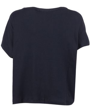 Fabiana Filippi Ribbed Jersey T-Shirt With Knit Detail On Shoulder Cotton Elastane - Blue