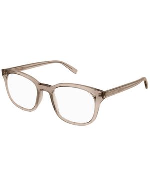 Saint Laurent Eyeglasses Square Full Rim, Shiny Frame And Clear Demo Lenses Lens Sl459004 Sunglasses - Metallic
