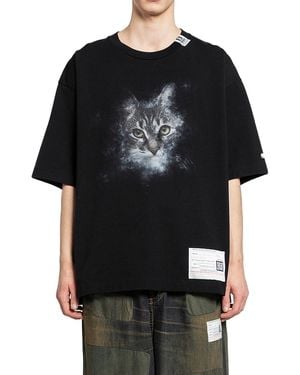 Maison Mihara Yasuhiro Cat-Printed Crewneck T-Shirt - Black