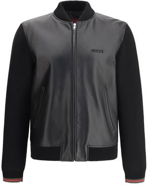 Gucci Nappa Leather Bomber Jacket - Black