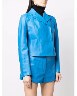 Ferragamo Notched-Lapel Long-Sleeve Jacket - Blue
